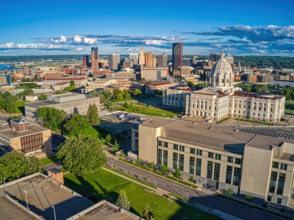 Aerial View of the St. Paul, Skyline during Summer, St. Paul, MN